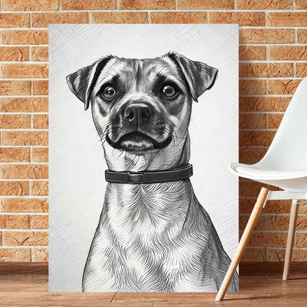 Custom Pet Sketch Canvas - Personalized Pet Wall Art from Photo - Memorial or Funny Gift for Dog Lovers