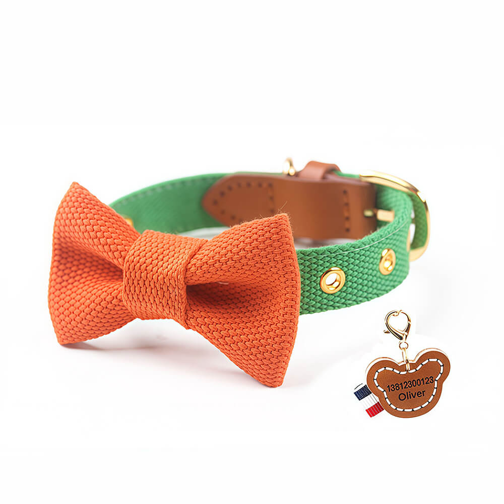 Contrast Bow Tie Collar with Nameplate