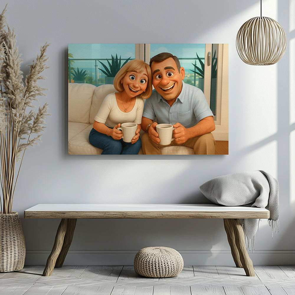 Pixar-Inspired Family Canvas - Turn Your Photo into Pixar-Style Art - Perfect Gift for Siblings, Loved Ones