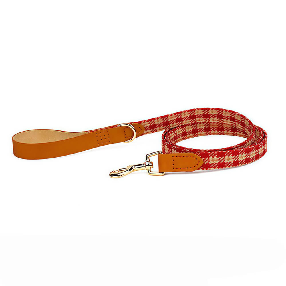 Elegant Plaid Bow Tie Collar with Nameplate