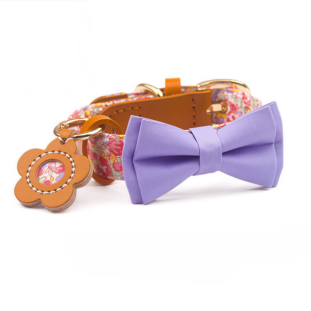 Floral Bow Tie Collar with Nameplate