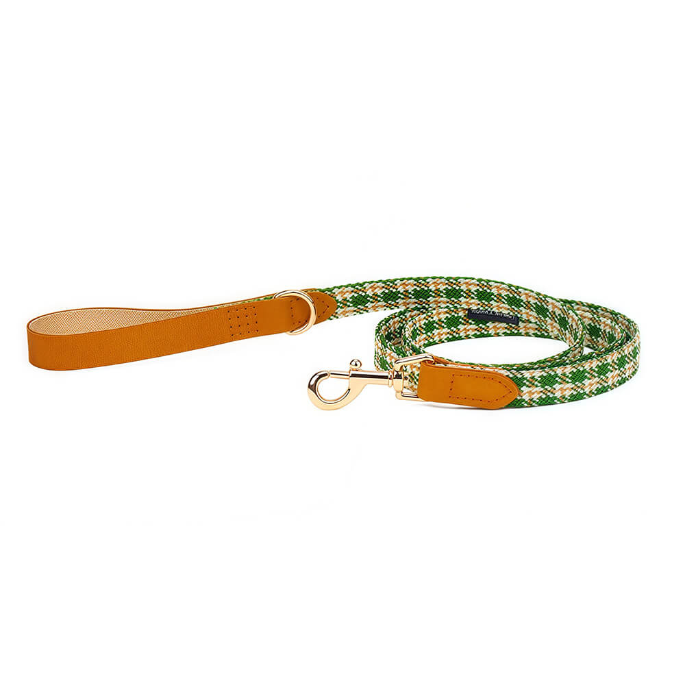 Elegant Plaid Bow Tie Collar with Nameplate