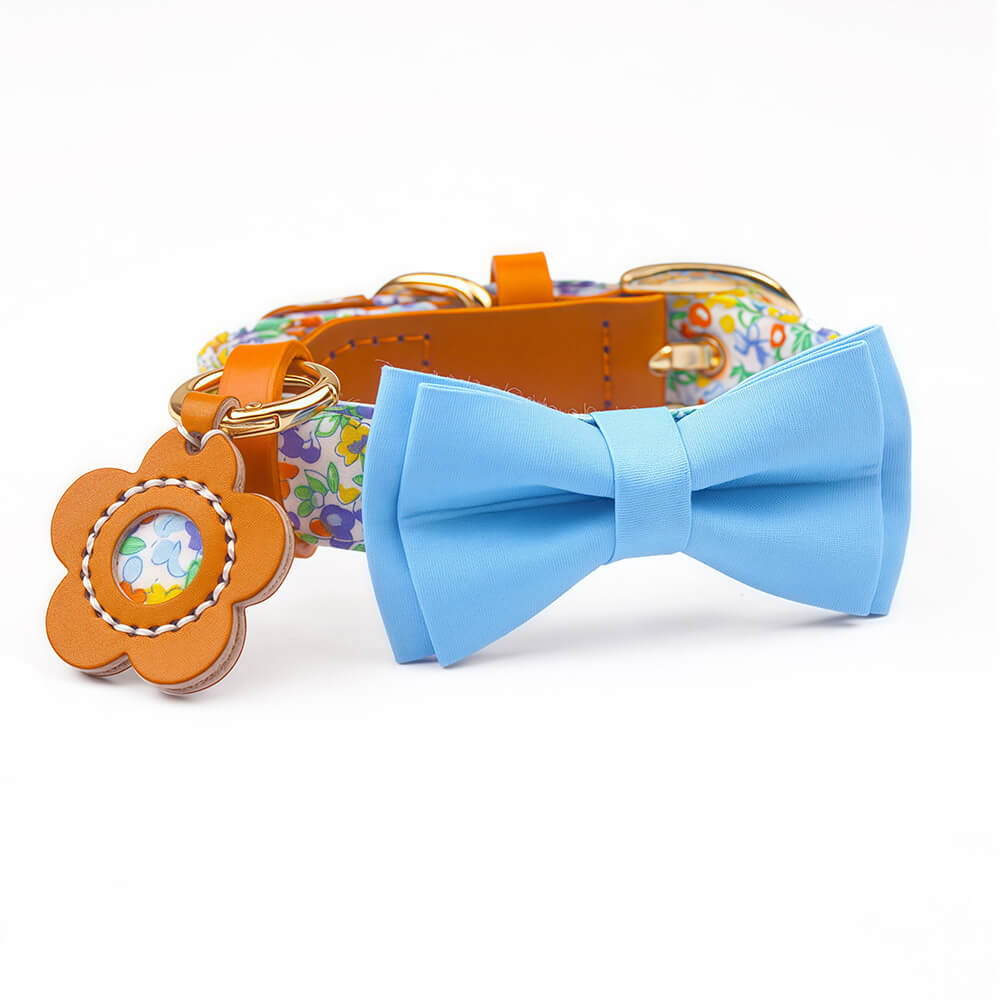 Floral Bow Tie Collar with Nameplate