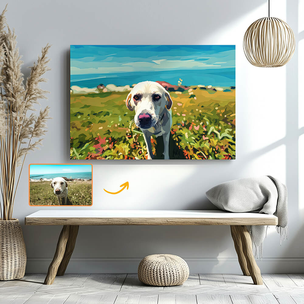 Custom Dog Portrait Canvas - Personalized Pet Wall Art from Photo - Memorial or Funny Gift for Dog Lovers