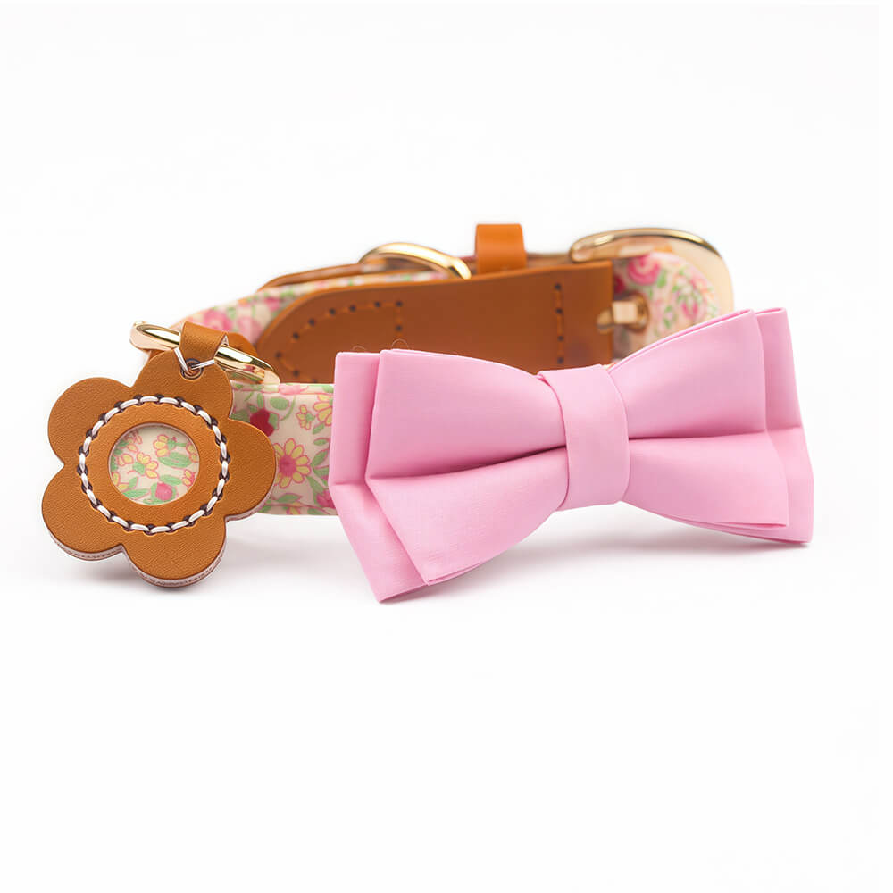 Floral Bow Tie Collar with Nameplate