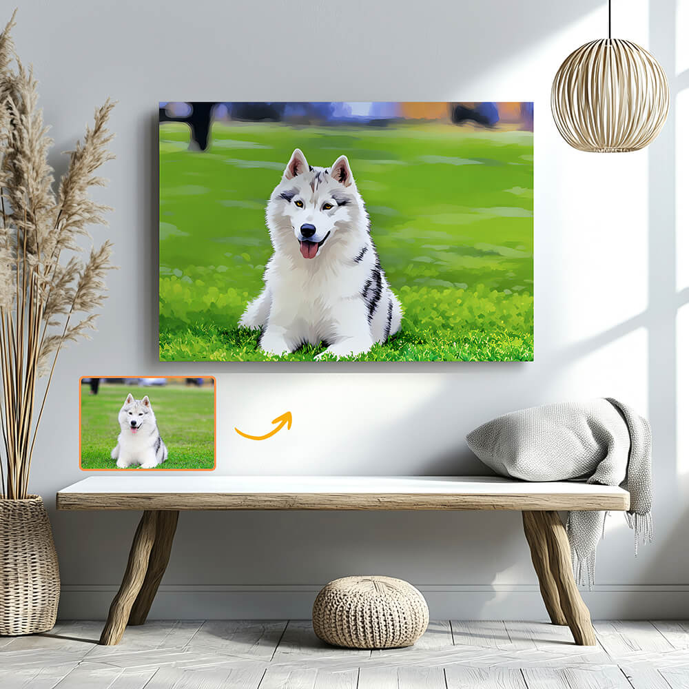 Custom Dog Portrait Canvas - Personalized Pet Wall Art from Photo - Memorial or Funny Gift for Dog Lovers
