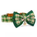 Elegant Plaid Bow Tie Collar with Nameplate