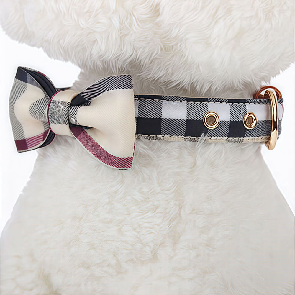 Plaid Bow Tie Collar with Nameplate
