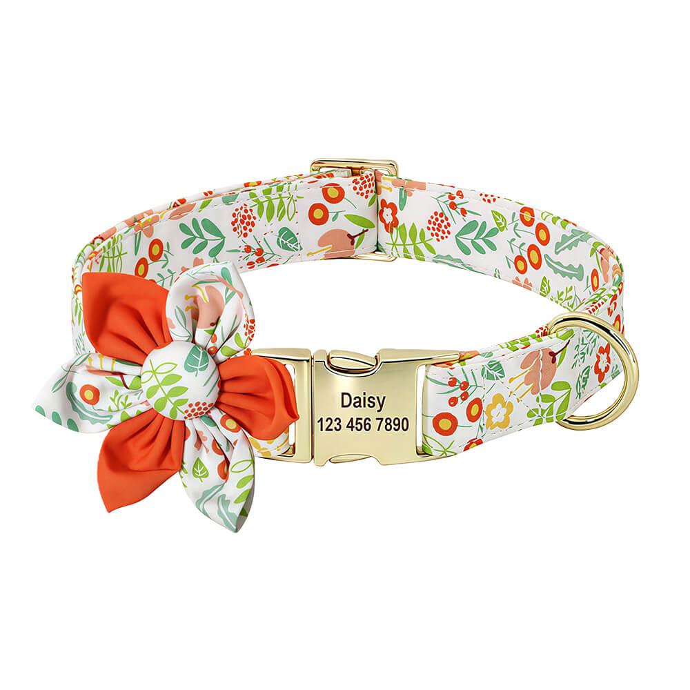Floral Bow Tie Collar with Nameplate