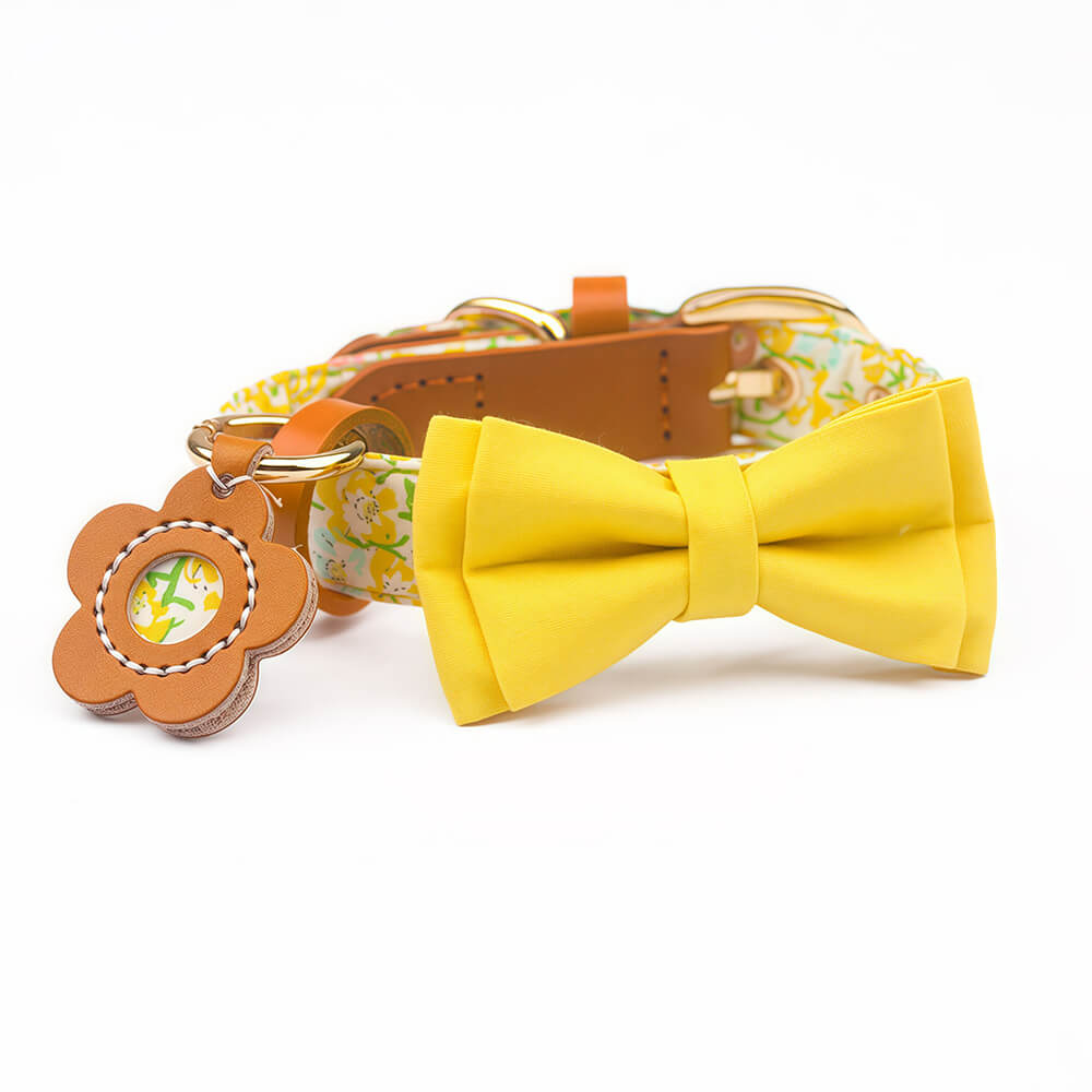 Floral Bow Tie Collar with Nameplate
