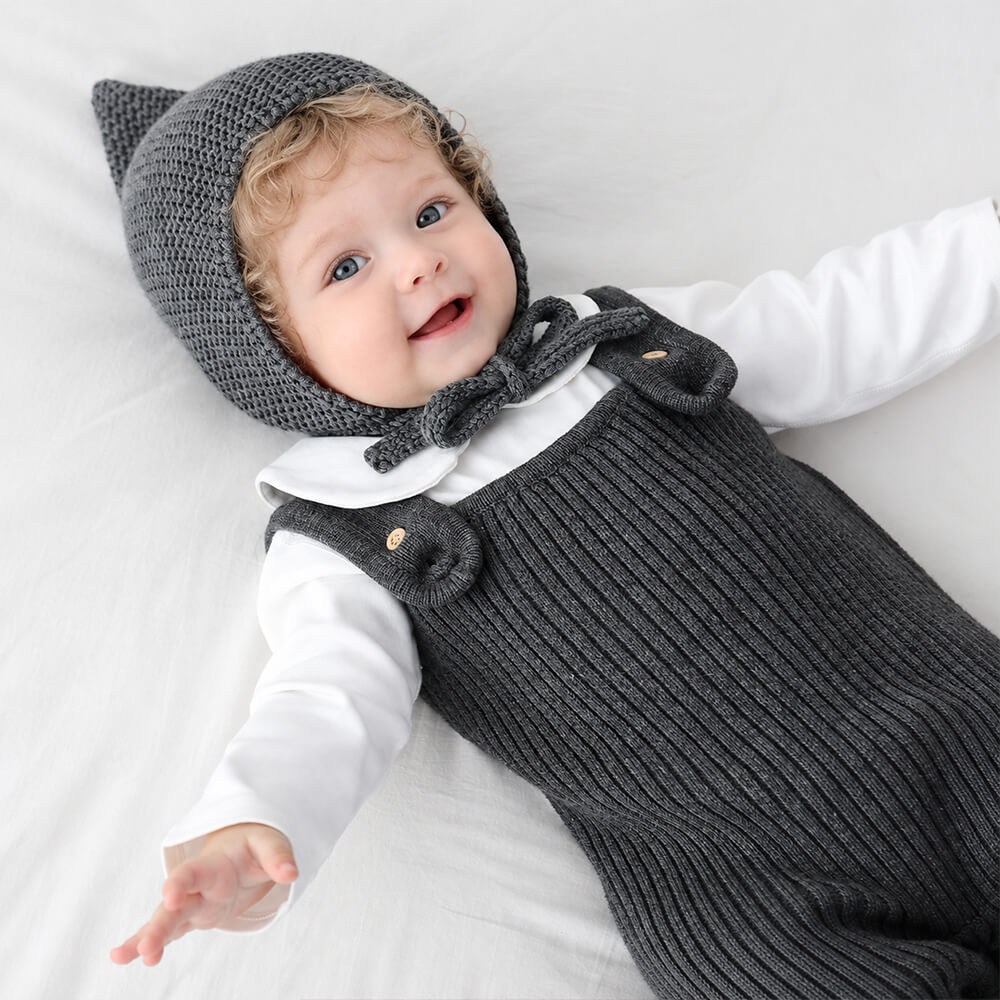 Personalised Baby Knit Romper with Embroidered Name