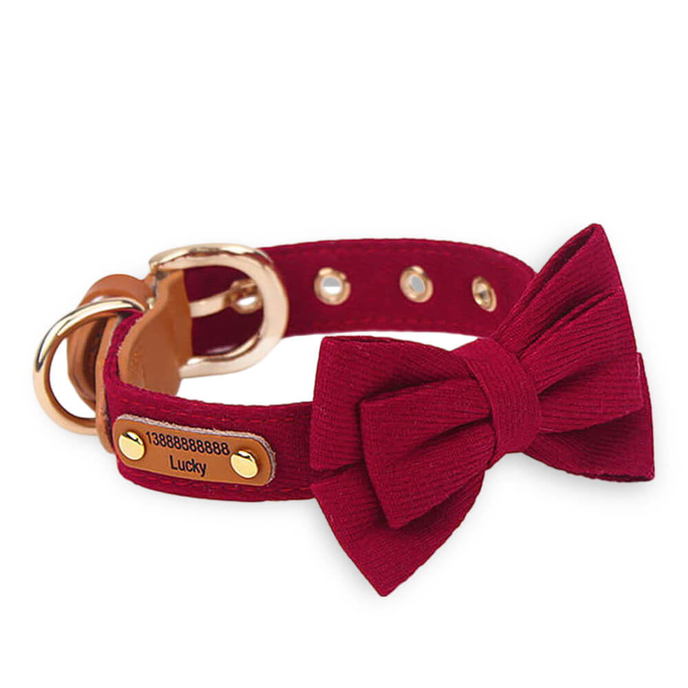 Personalised Dog Collar with bowtie