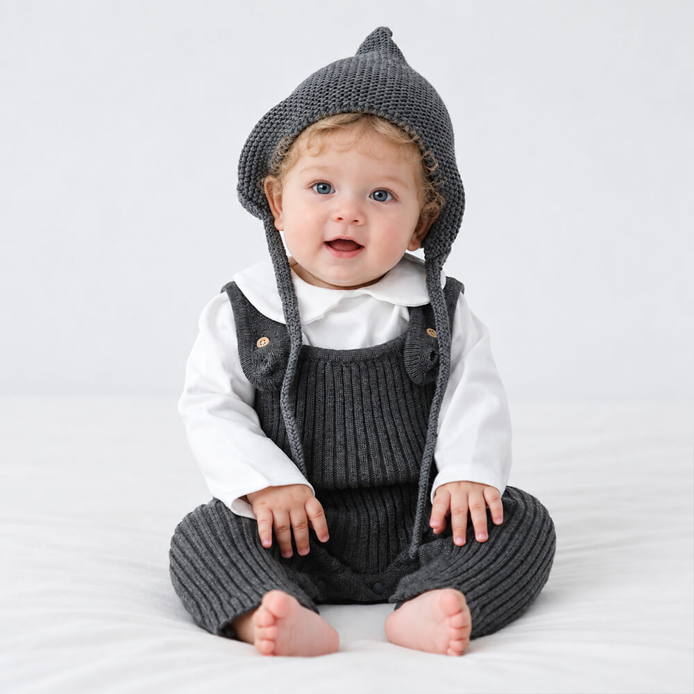Personalised Baby Knit Romper with Embroidered Name