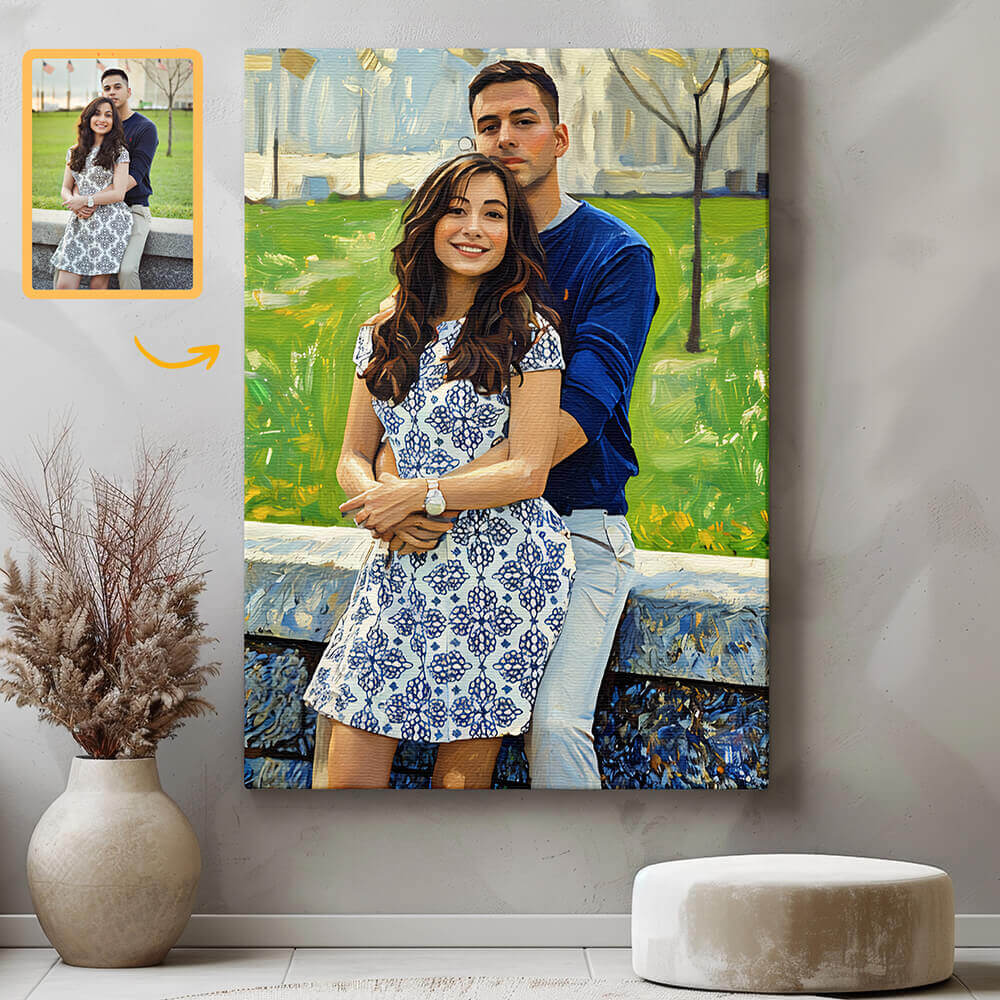 Turn Photo into Oil Painting - Personalized Customized Canvas – Memorial Gift for Lovers