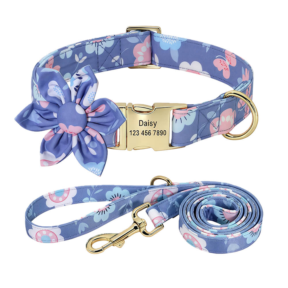 Floral Bow Tie Collar with Nameplate