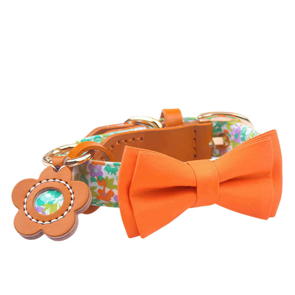 Floral Bow Tie Collar with Nameplate