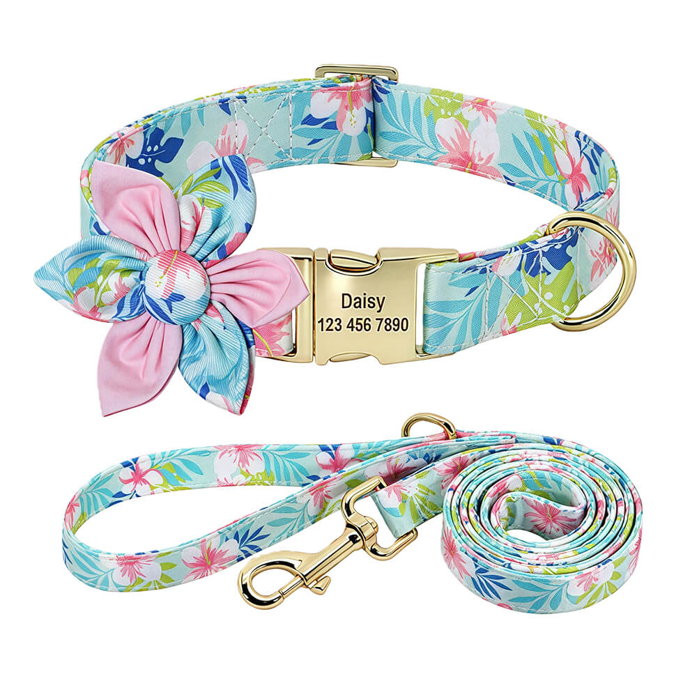 Floral Bow Tie Collar with Nameplate