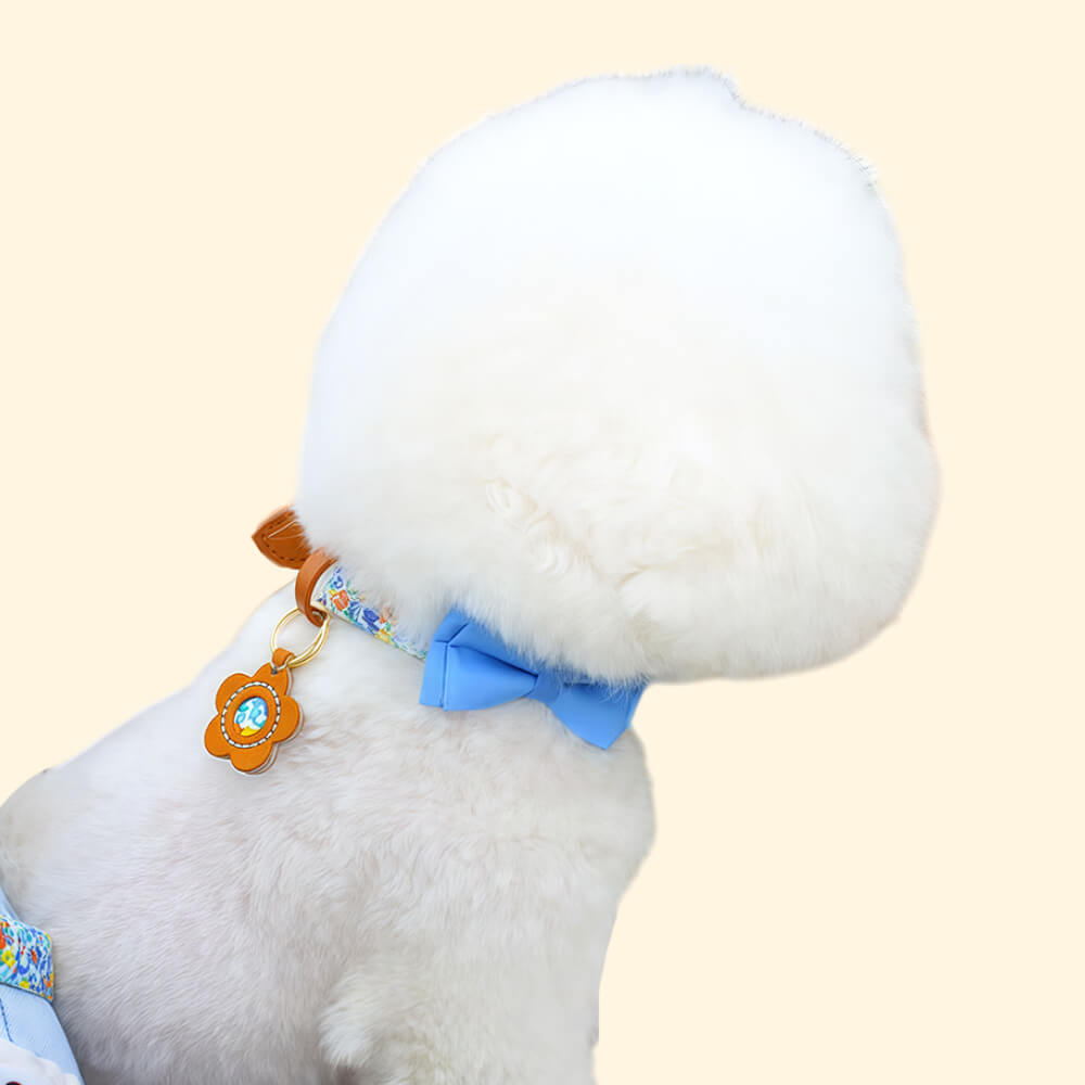 Floral Bow Tie Collar with Nameplate