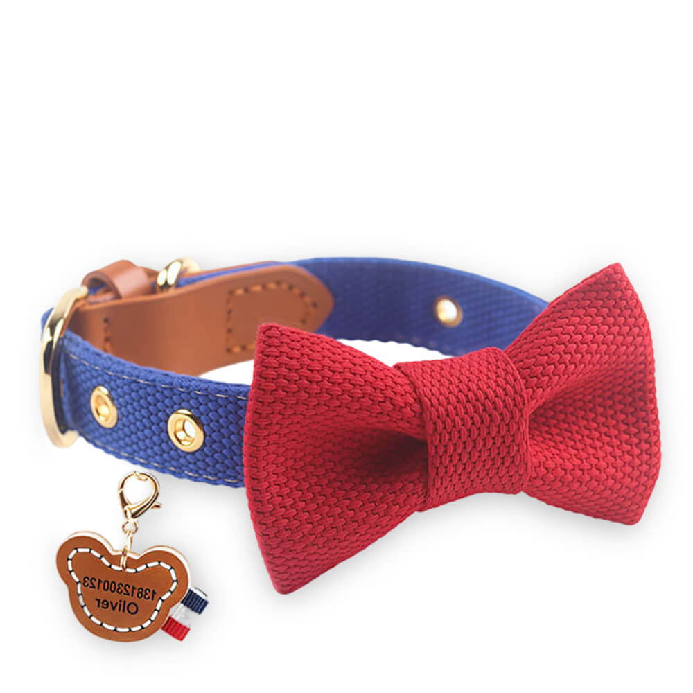 Contrast Bow Tie Collar with Nameplate