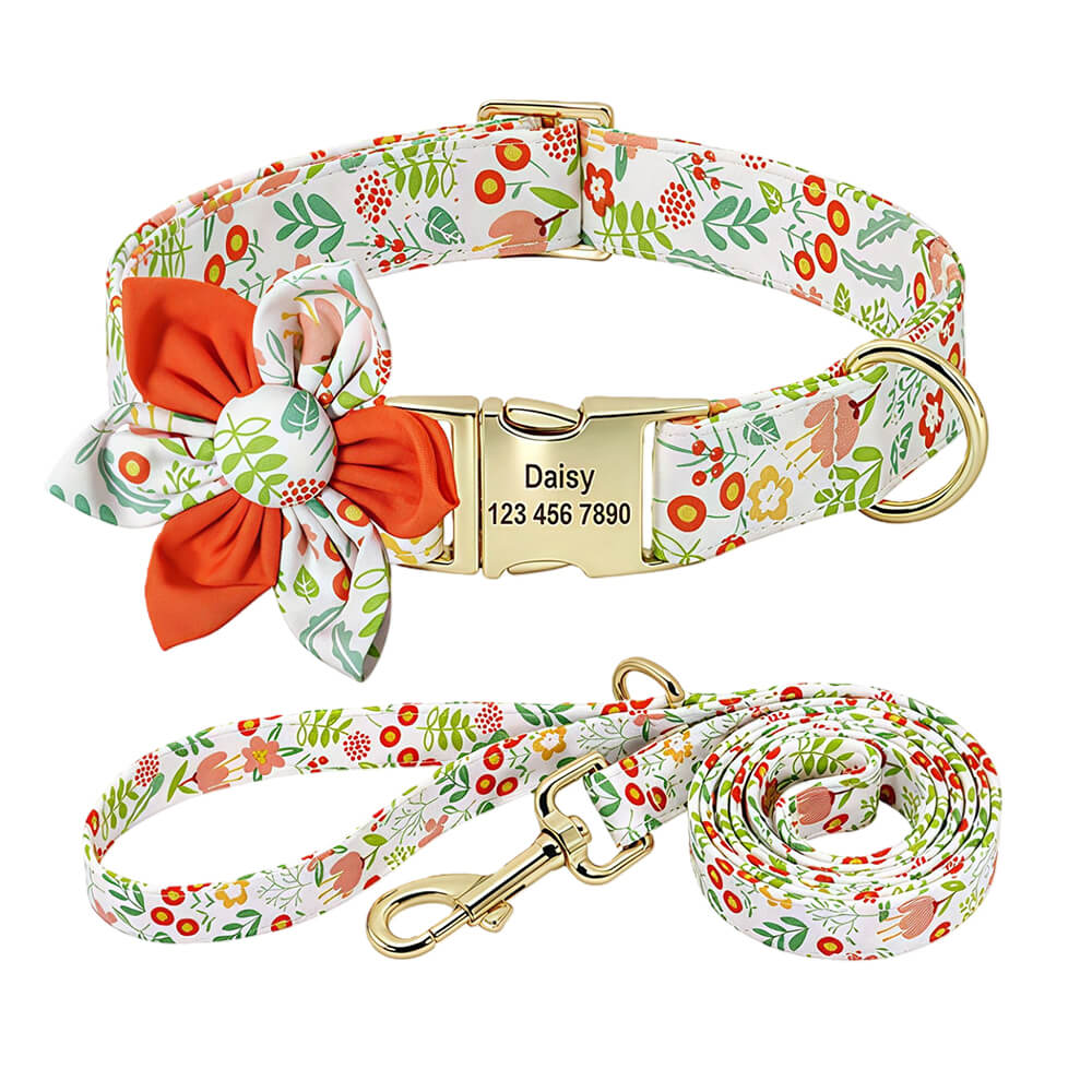 Floral Bow Tie Collar with Nameplate
