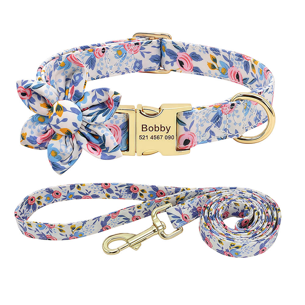 Floral Bow Tie Collar with Nameplate
