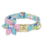 Floral Bow Tie Collar with Nameplate