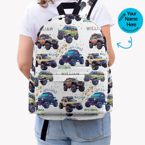 Custom Car Backpack – Custom Name Bookbag – Back to School Gift for Kids