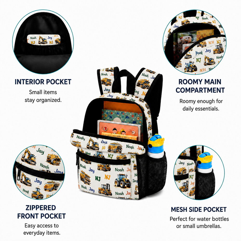 Construction Vehicle Kids Backpack