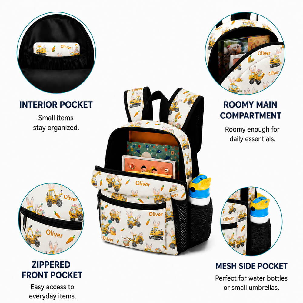 Easter Construction Trucks Kids Backpack