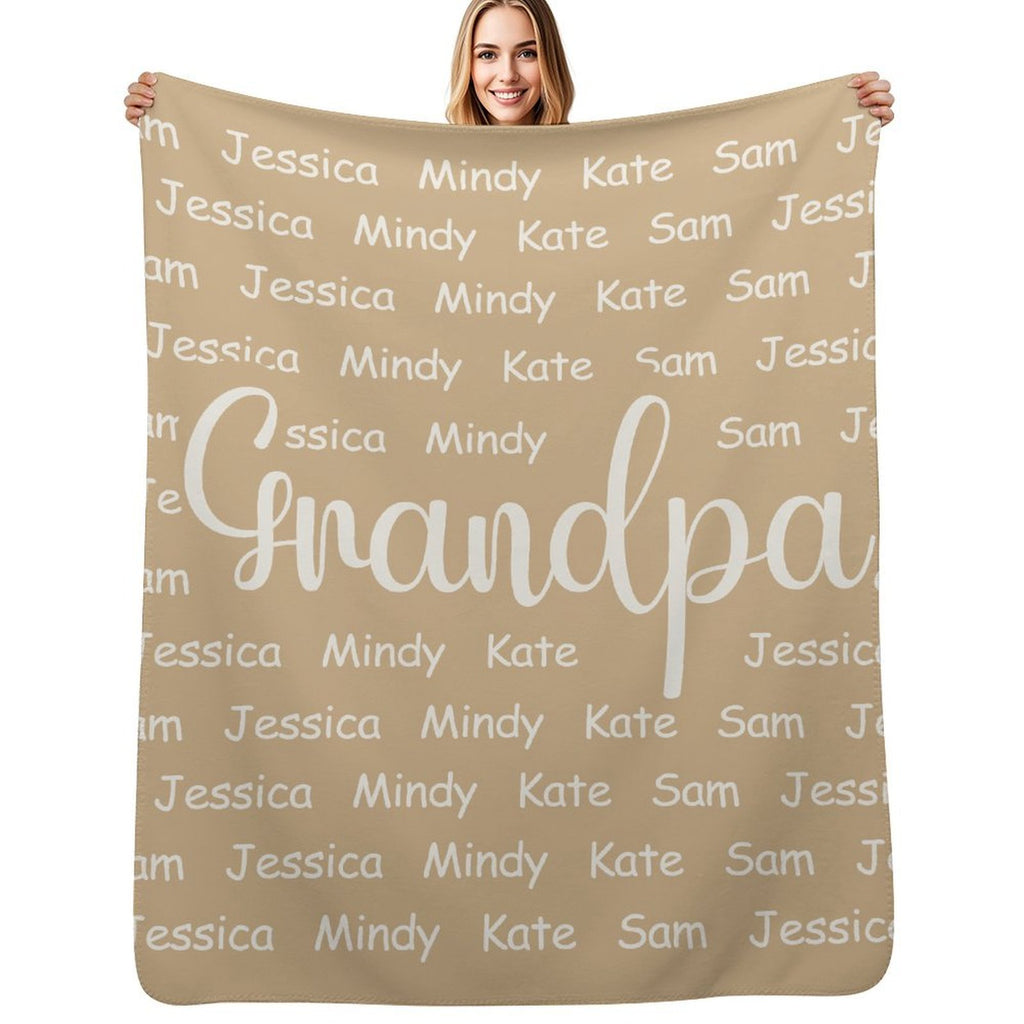 Customizable Name Blanket, Family Personalized Custom Blanket, Gift for Grandpa, Farther, Farther's Day Gift