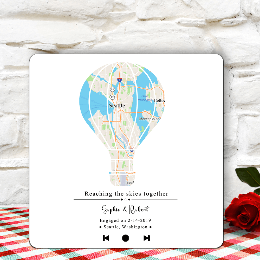 Custom Map with Hot air balloon Music Fridge Magnet