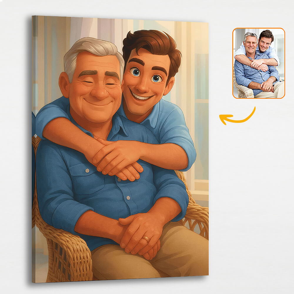 Fairy Tale-Inspired Family Canvas – Turn Your Photo into Disney Style - Perfect Gift for Siblings, Dad
