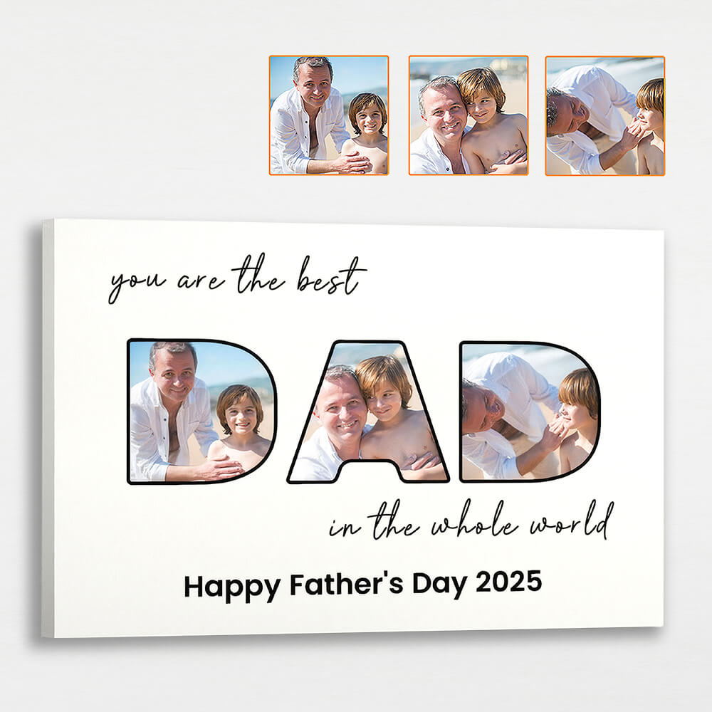 Dad Photo Collage Canvas - Personalized Customized Canvas - Personalized Father’s Day Canvas