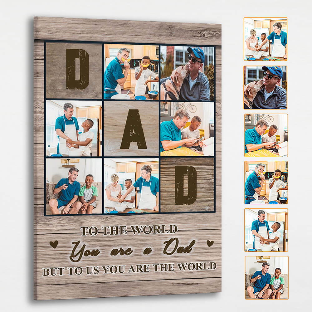 Custom Photo Collage Canvas for Dad - Personalized Customized Canvas - Gift for Father's Day