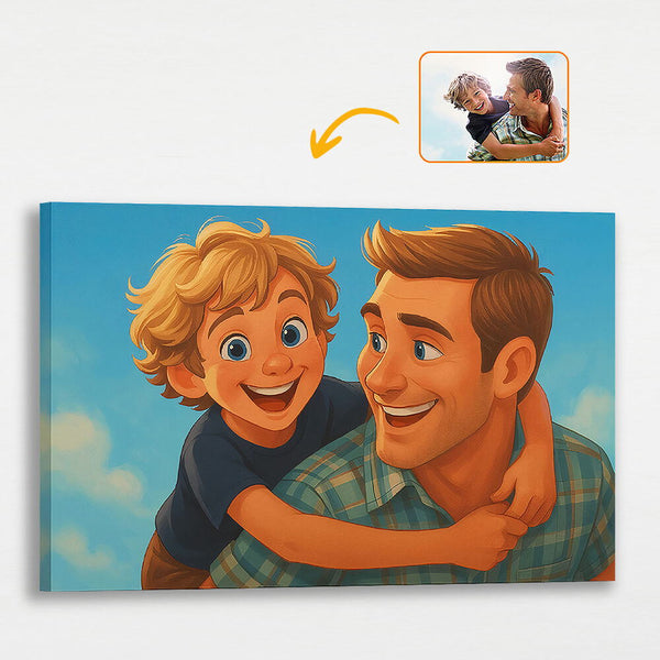 Fairy Tale-Inspired Family Canvas – Turn Your Photo into Disney Style - Perfect Gift for Siblings, For Father