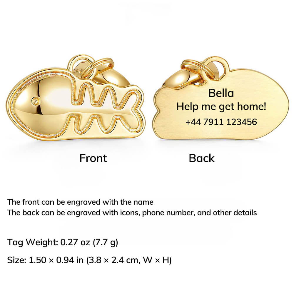 Fishbone Engraved Pet ID Tag
