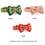 Elegant Plaid Bow Tie Collar with Nameplate
