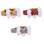 Lace Floral Bow Tie Collar with Nameplate