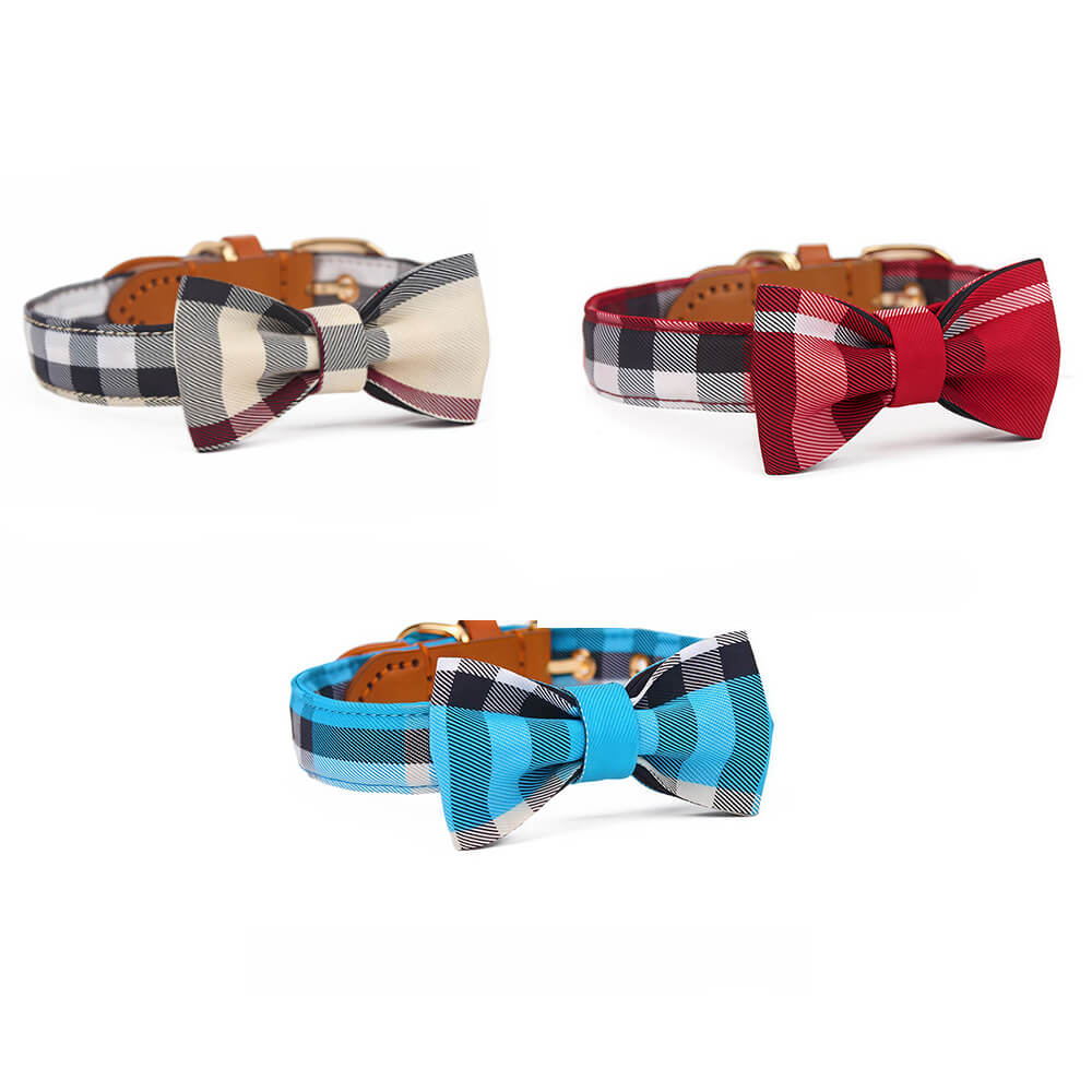Plaid Bow Tie Collar with Nameplate