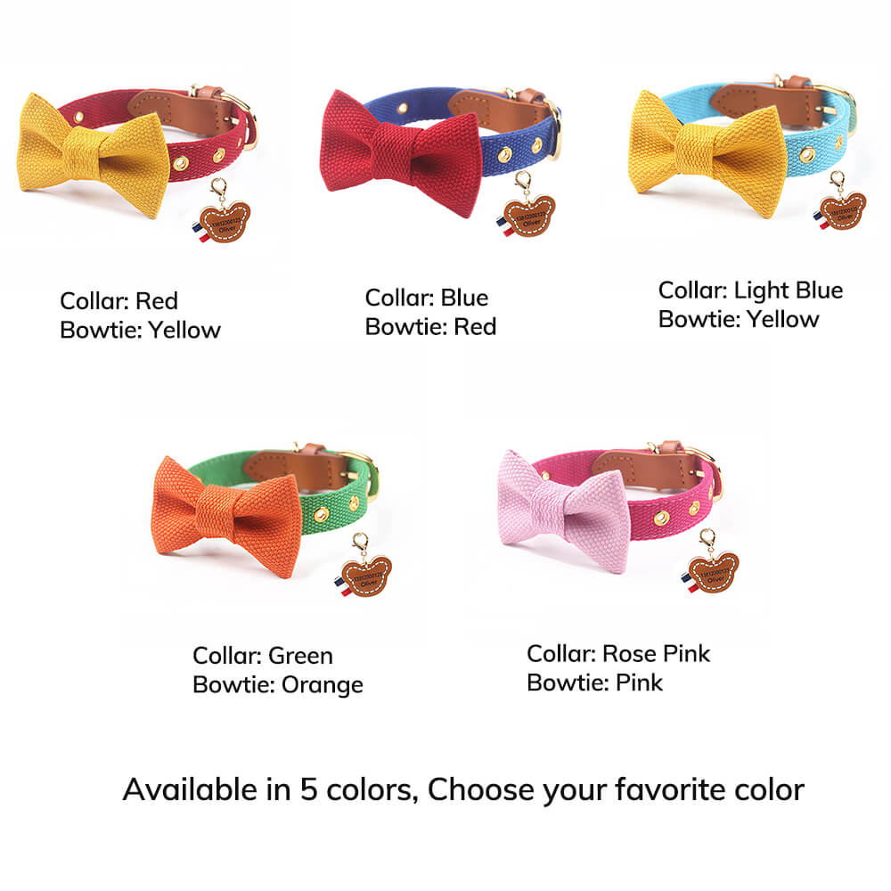Contrast Bow Tie Collar with Nameplate