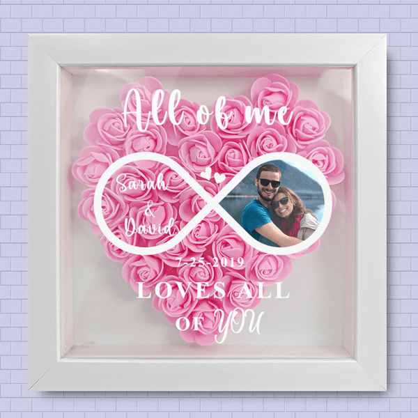 Personalized flower heart shadow box for her