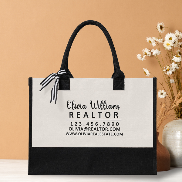 Realtor Tote Bag Personalized Business Tote Bag Custom Real Estate Agent Gift Bulk Business