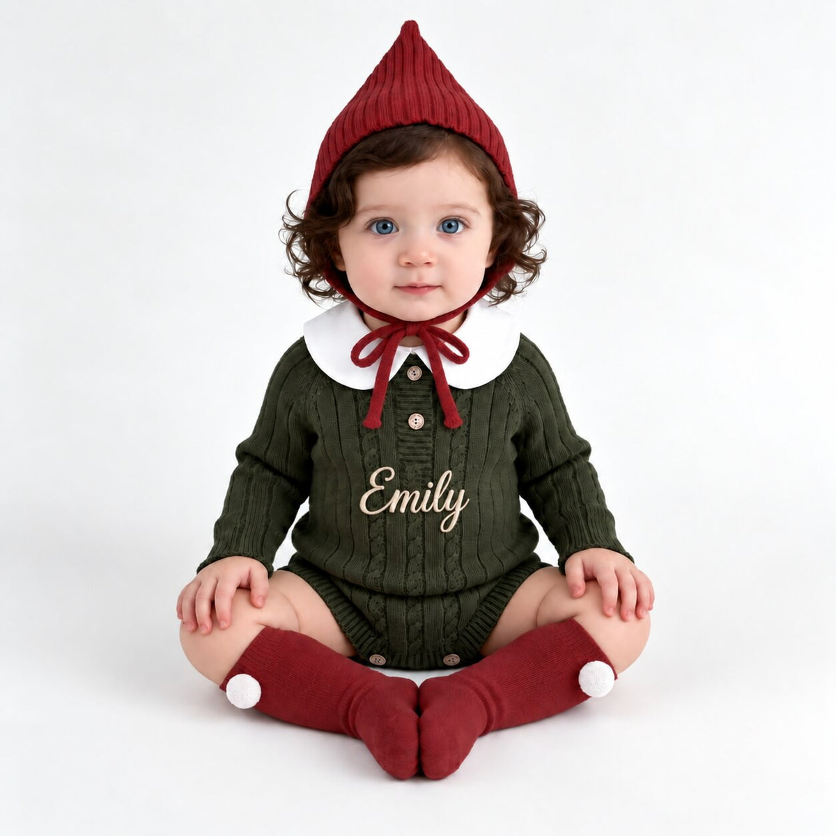 Personalised Baby Knit Romper with Embroidered Name