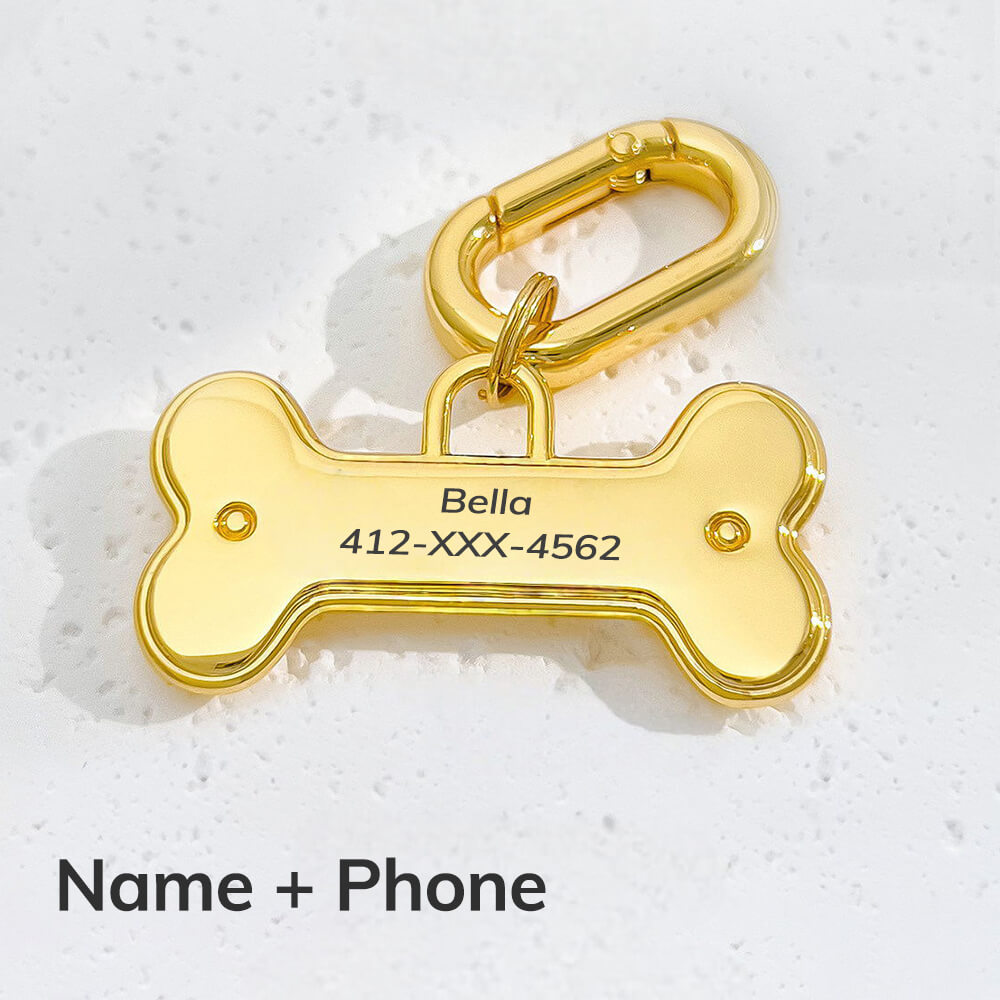 Bone-Shaped Engraved Pet ID Tag
