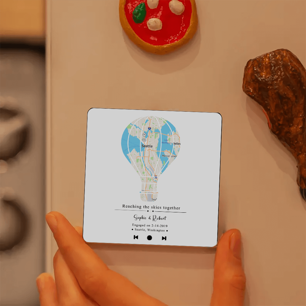 Custom Map with Hot air balloon Music Fridge Magnet