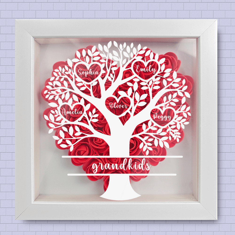 Family Tree Family Personalized Custom Flower Shadow Box