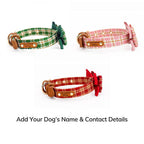 Elegant Plaid Bow Tie Collar with Nameplate