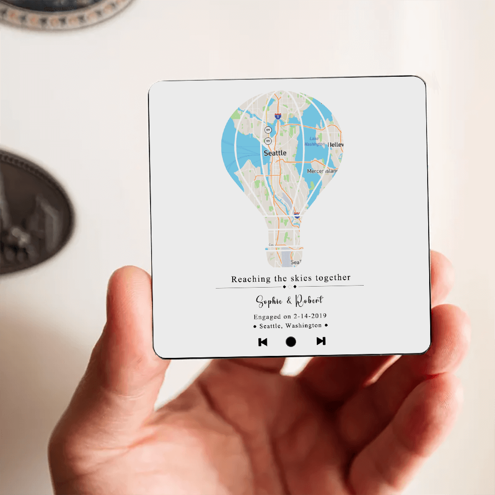 Custom Map with Hot air balloon Music Fridge Magnet