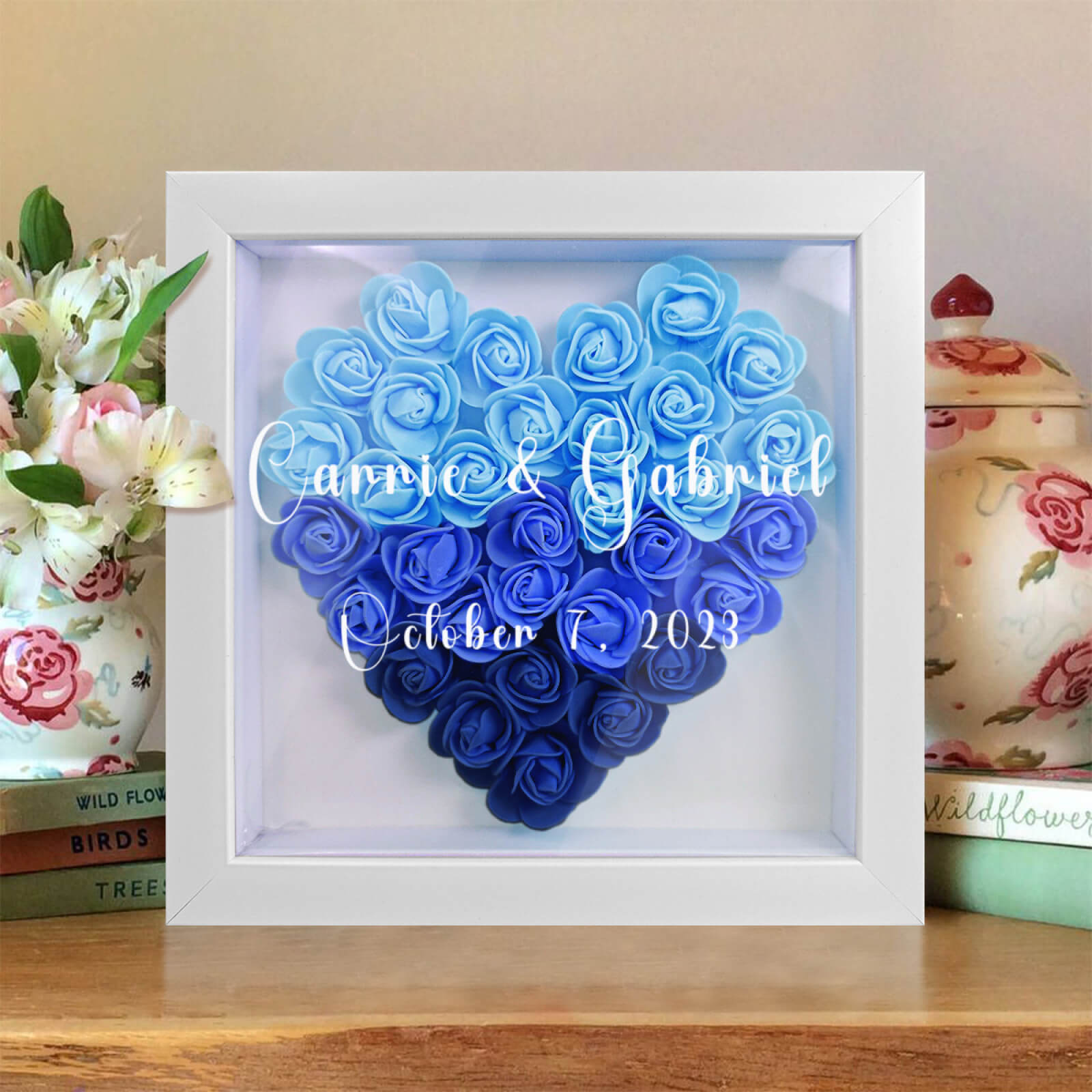 custom rose shadow box