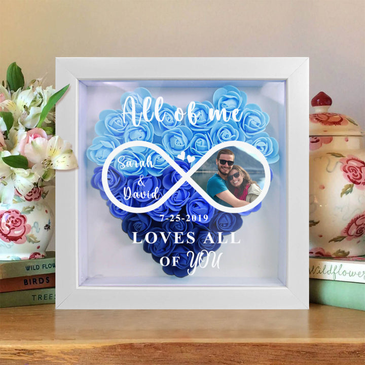 Personalized flower heart shadow box for her